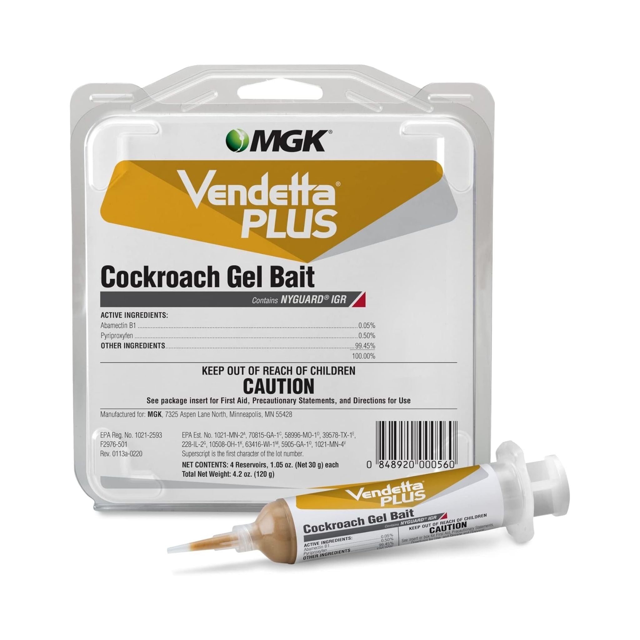 MGK Vendetta Plus Cockroach Gel Bait with NyGuard IGR – 4 tubes, 30g each