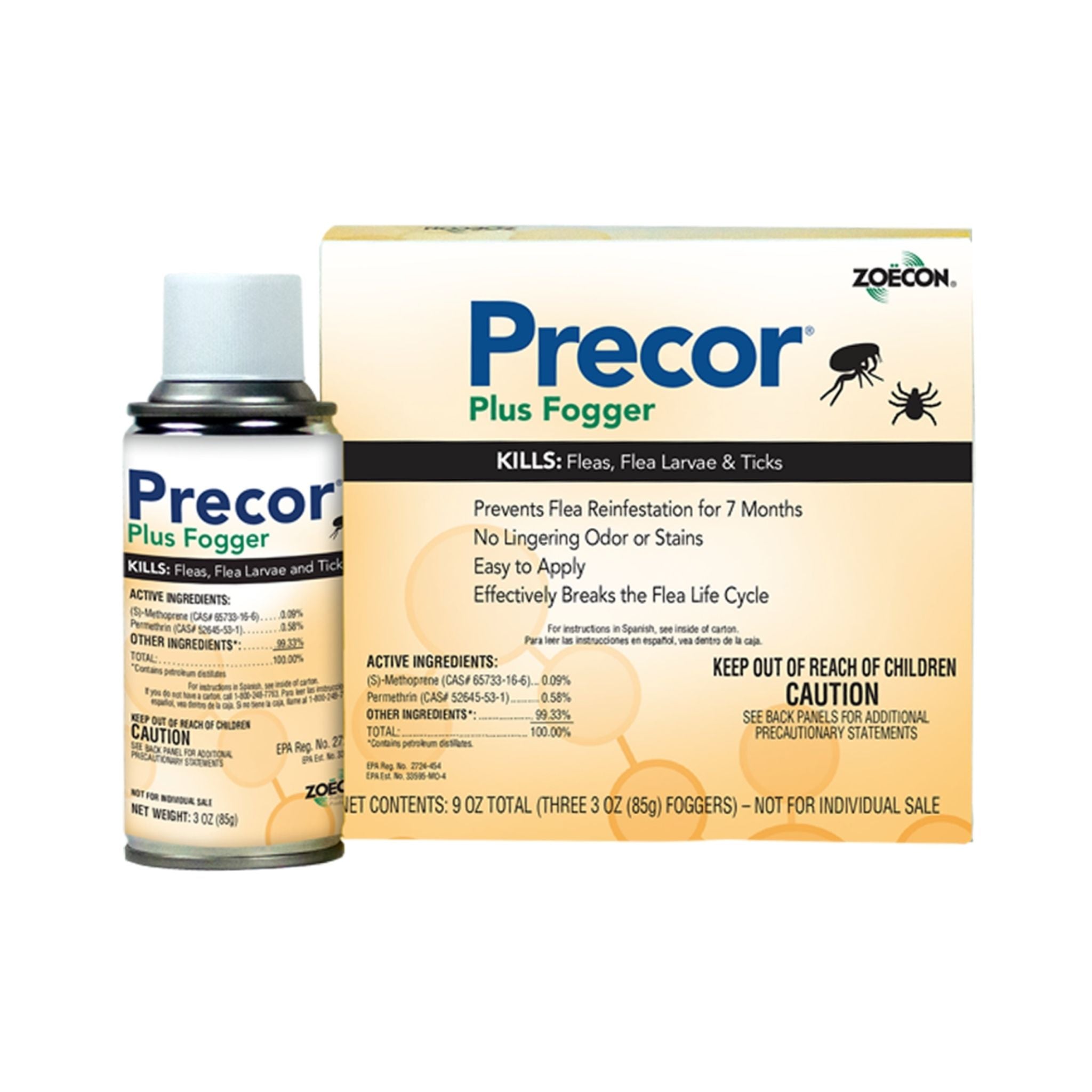 Zoecon Precor Plus Fogger - 3 x 3oz Cans -  Flea & Insect Control